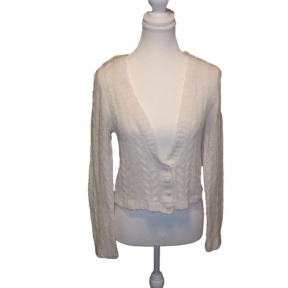 For Love & Lemons Women's Size S White Billie Cropped Cardigan - Picture 1 of 7